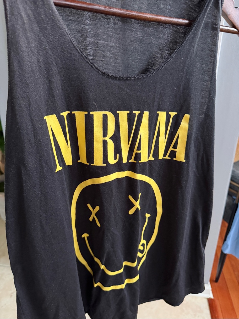 NIRVANA Black Tank Top with Yellow Logo - Kids
